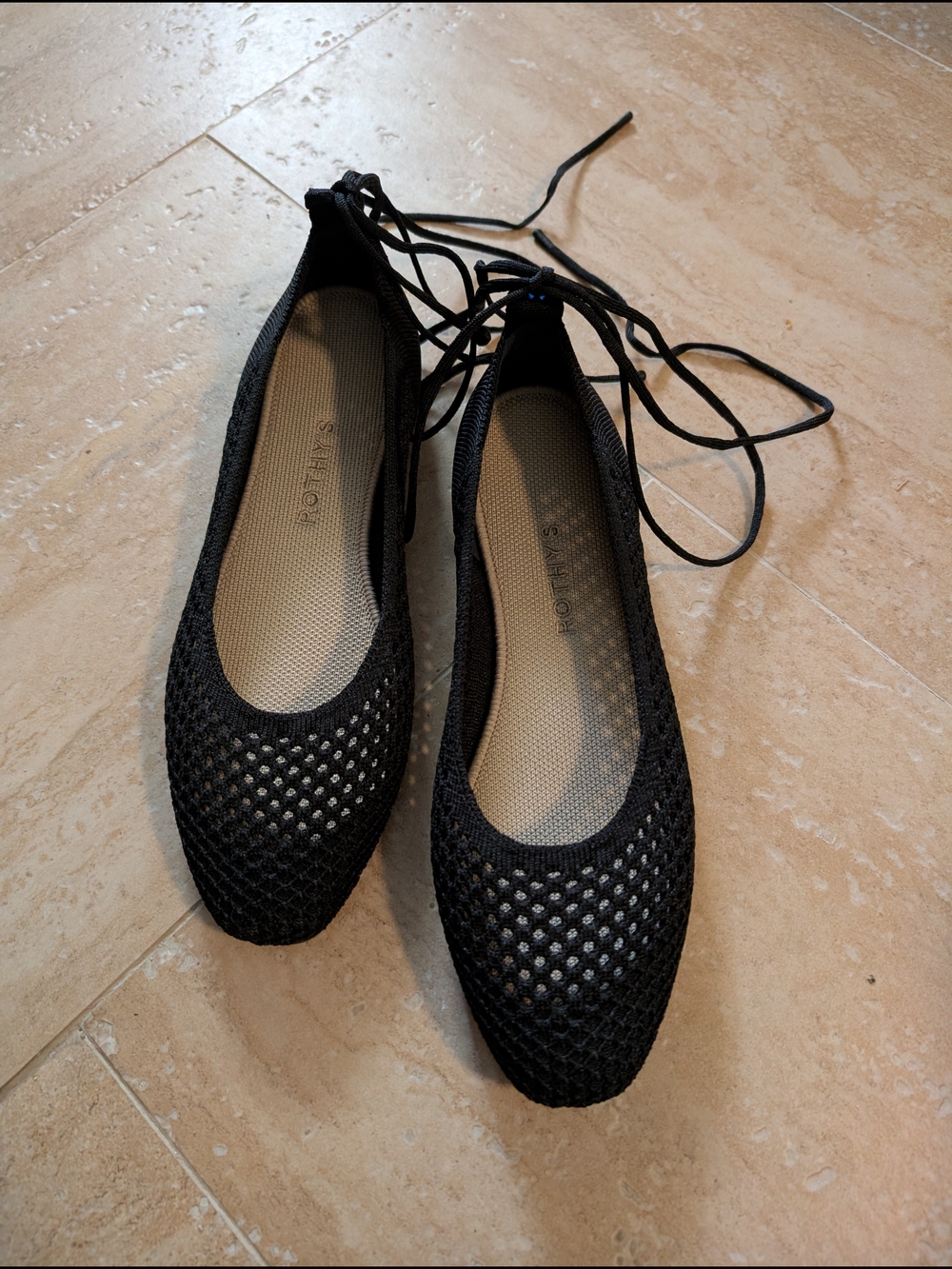 Rothy's Black Mesh Tie Flats
